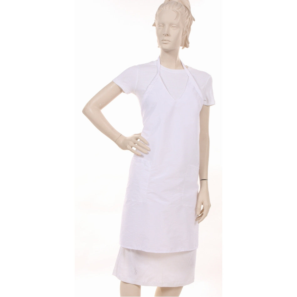 White Salon V-Neck Apron