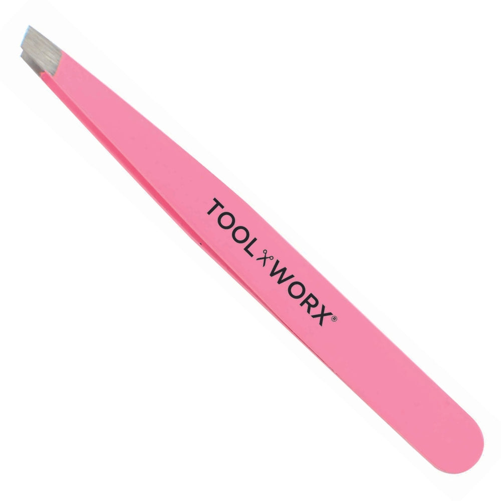 Toolworx Power Grip Slanted Tweezers Perfect Pink TX49110