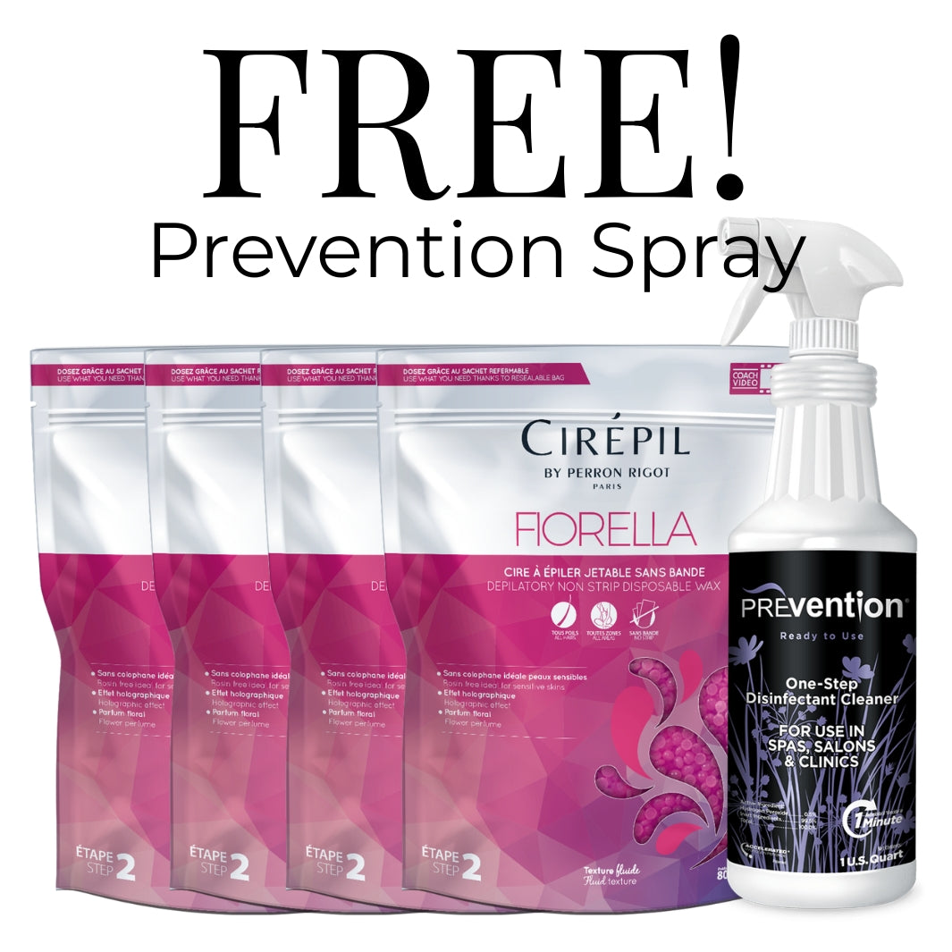 Get Free Prevention Disinfectant Spray with Purchase of 4 Cirepil Fiorella Hard Wax