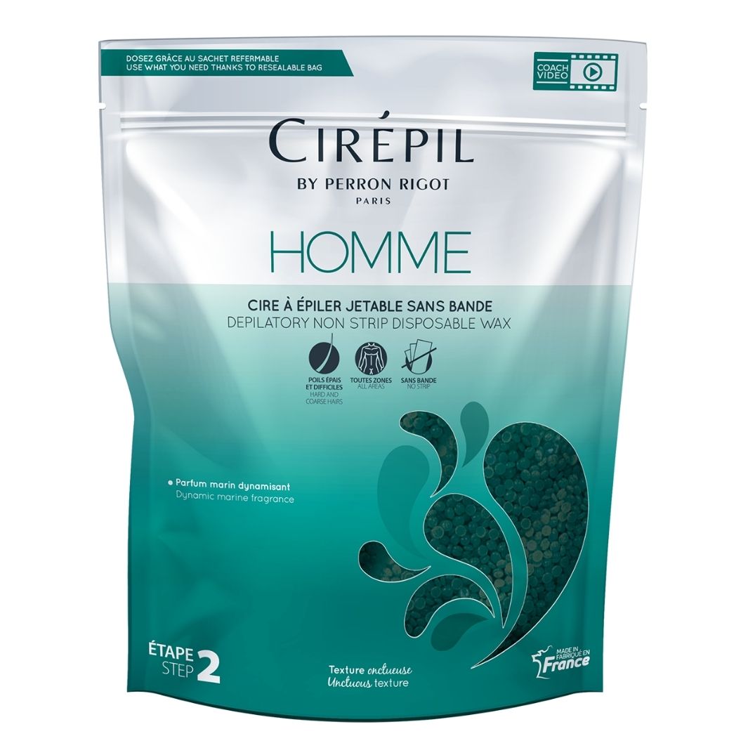 Cirepil Homme Green Hard Wax Beads for Mens Waxing 800g Bag