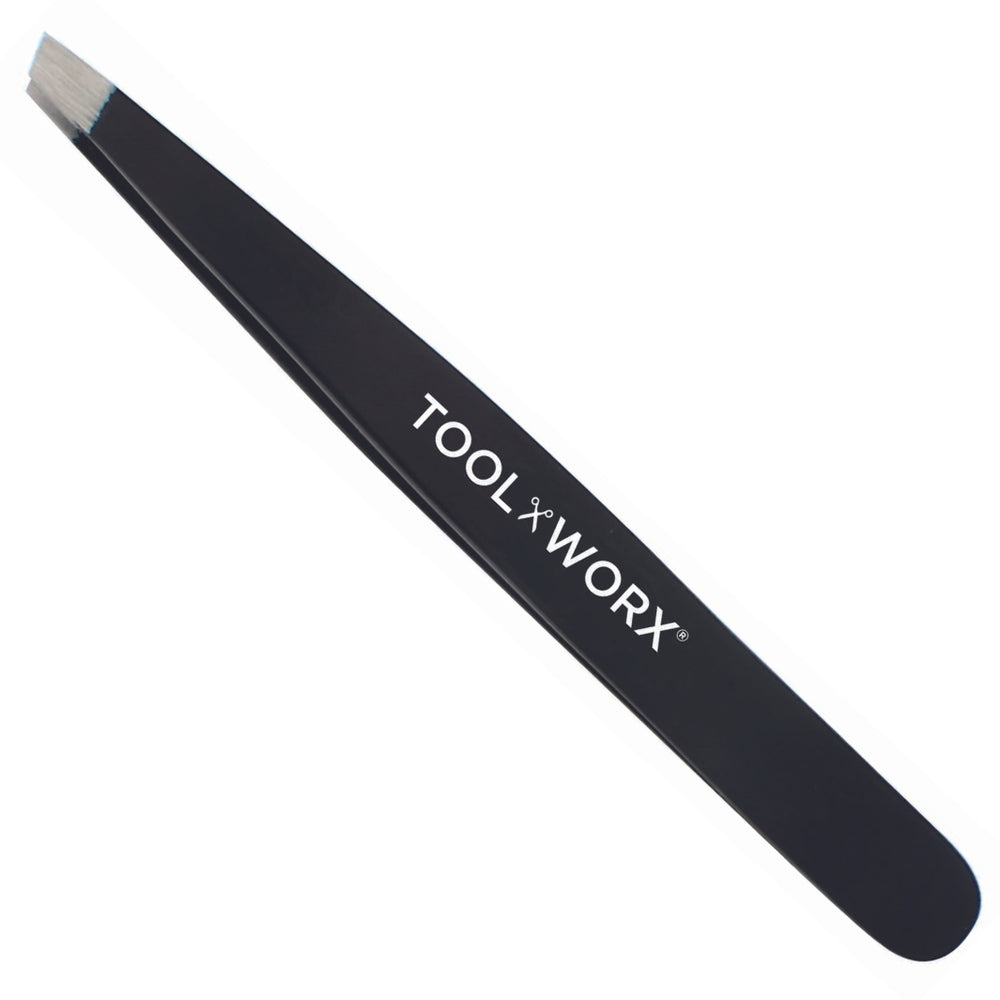 Toolworx Power Grip Slanted Tweezers Onyx Black